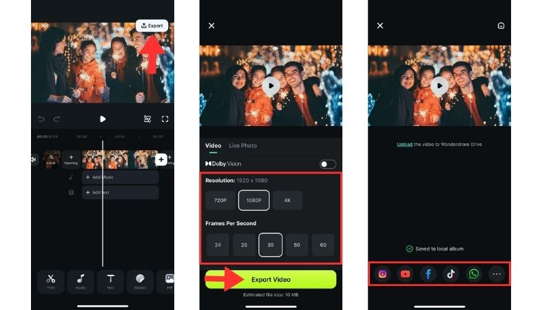 export and share in filmora