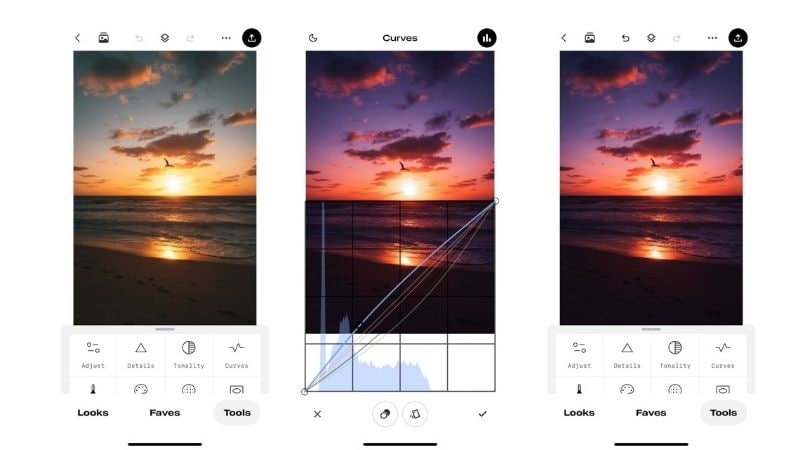 curves tool in snapseed