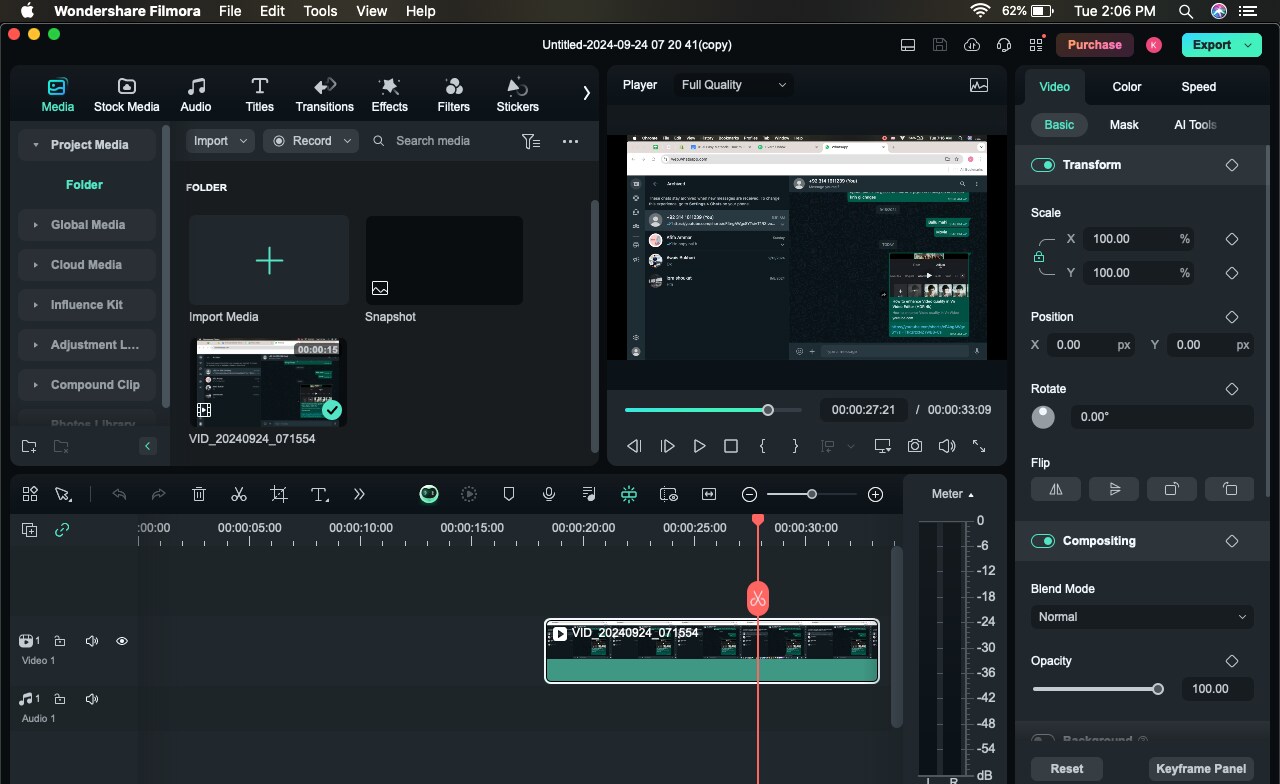 drag recorded video to timeline