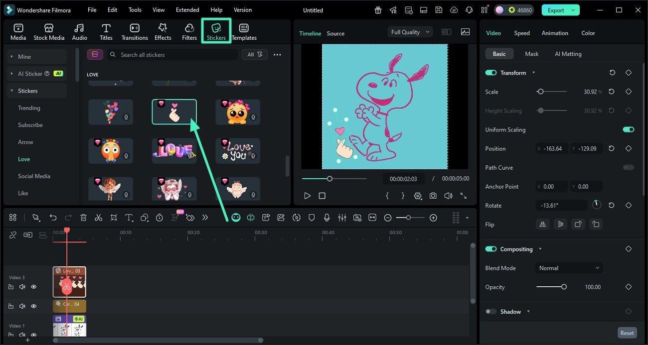 adding stickers to customize the Snoopy PFP
