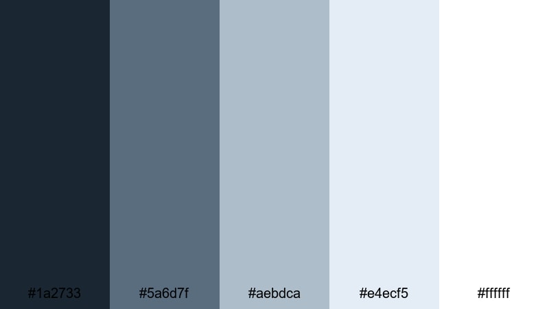 snowfield clean slate mountain color palette with hex codes