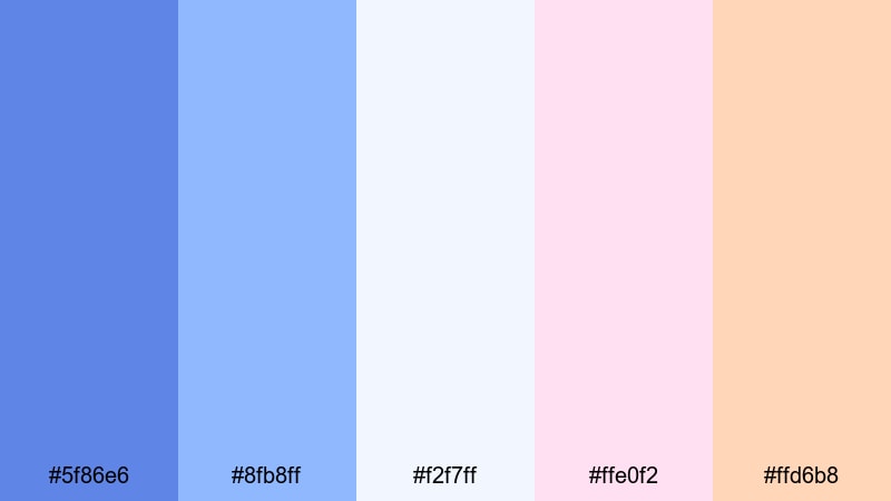 soft anime skies cornflower color palette with hex codes