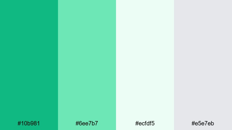 soft app interface emerald green color palette with hex codes