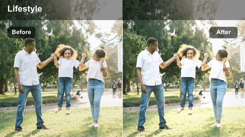Vlogger in a caf&eacute; booth with balanced contrast and clear interior textures from a vlog filter.