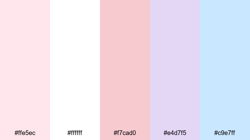 soft bridal blush rose pink color palette with hex codes