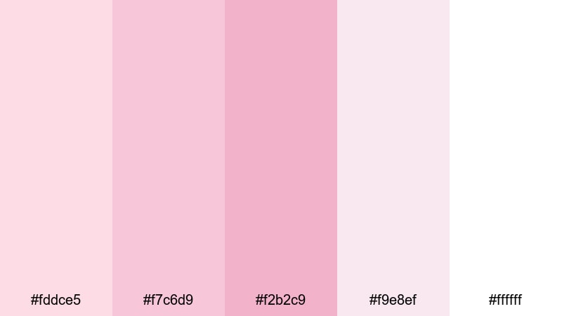 soft bridal glow pastel pink color palette with hex codes
