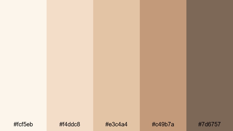 soft cafe window light coffee cream color palette with hex codes