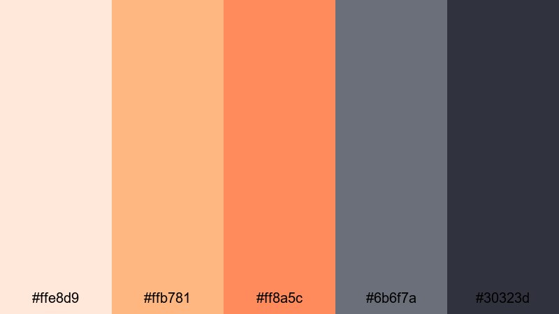 soft charcoal citrus orange gray color palette with hex codes