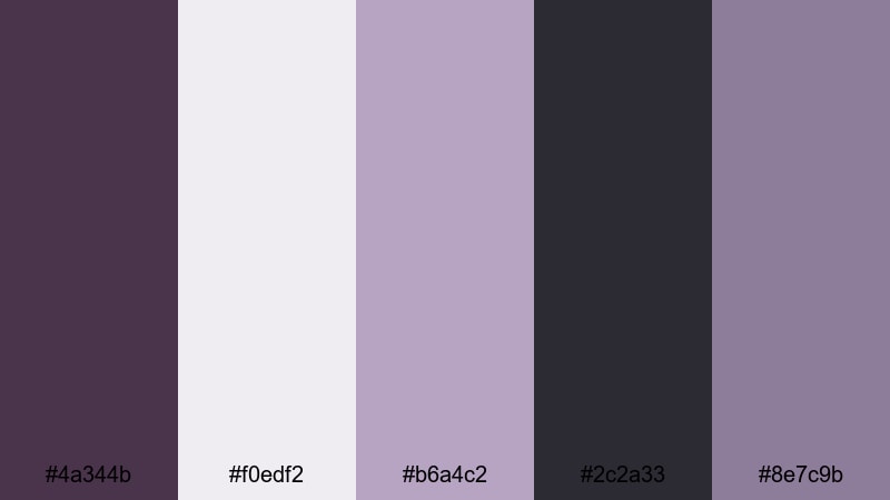 soft charcoal plum plum color palette with hex codes