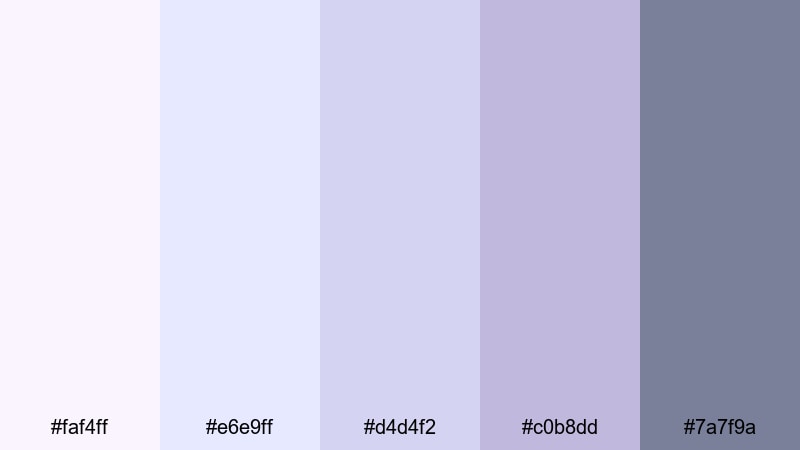soft cloud lilac morning lilac color palette with hex codes