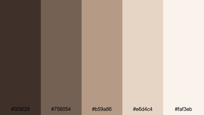 soft cocoa neutrals chocolate color palette with hex codes