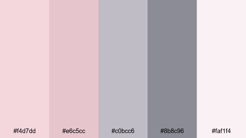 soft concrete blush pale pink color palette with hex codes
