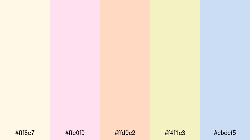 soft confetti bokeh cosmic latte color palette with hex codes