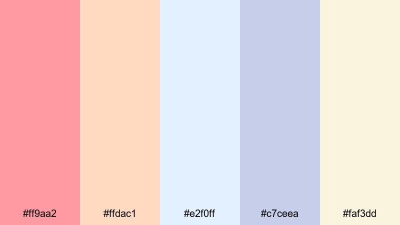 soft coral cloudscape coral pink color palette with hex codes