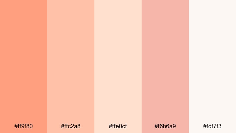 soft coral daydream coral orange color palette with hex codes