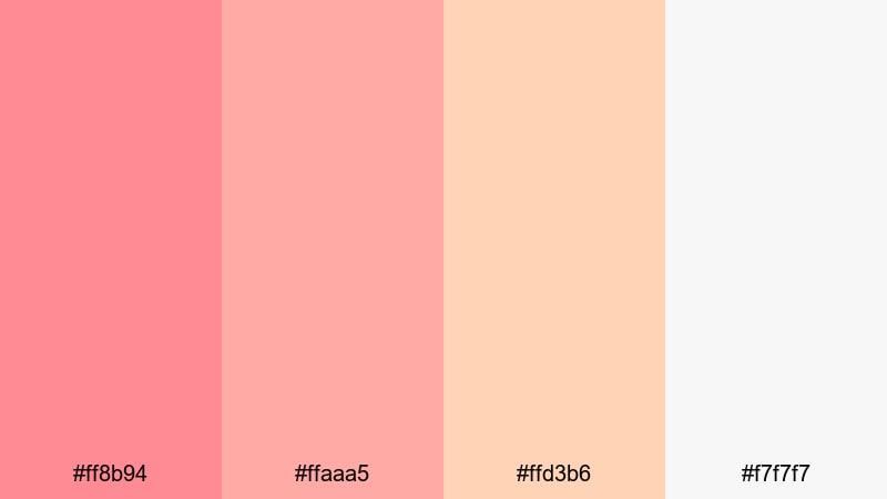 soft coral interface orange pink color palette with hex codes