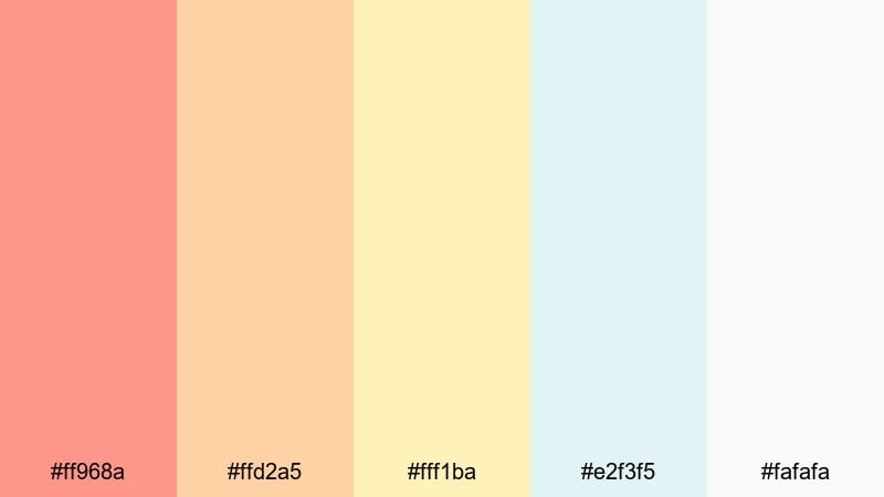 soft coral storytime coral color palette with hex codes
