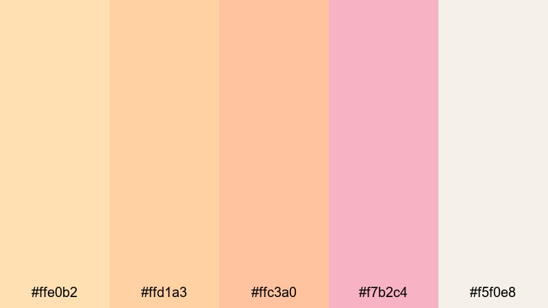 soft dawn glow peach yellow color palette with hex codes