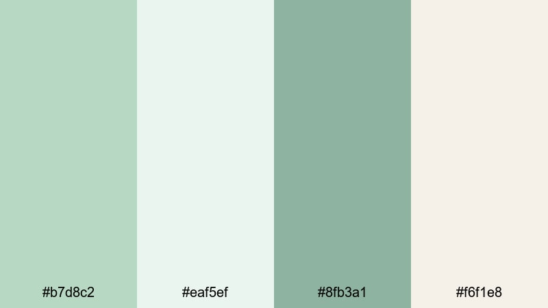 soft eucalyptus breeze spa color palette with hex codes