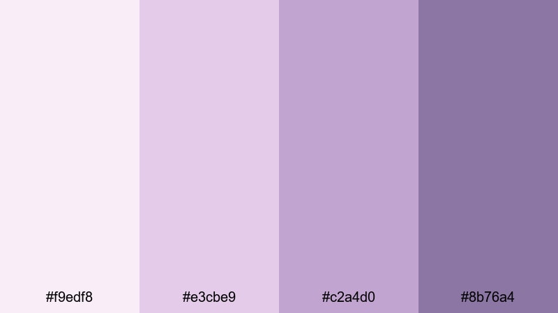 soft focus daydream mauve color palette with hex codes