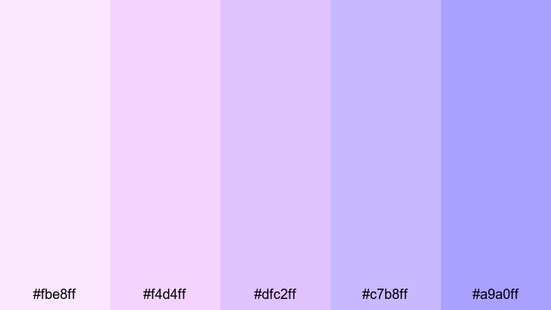 soft galaxy nebula pastel pink purple color palette with hex codes