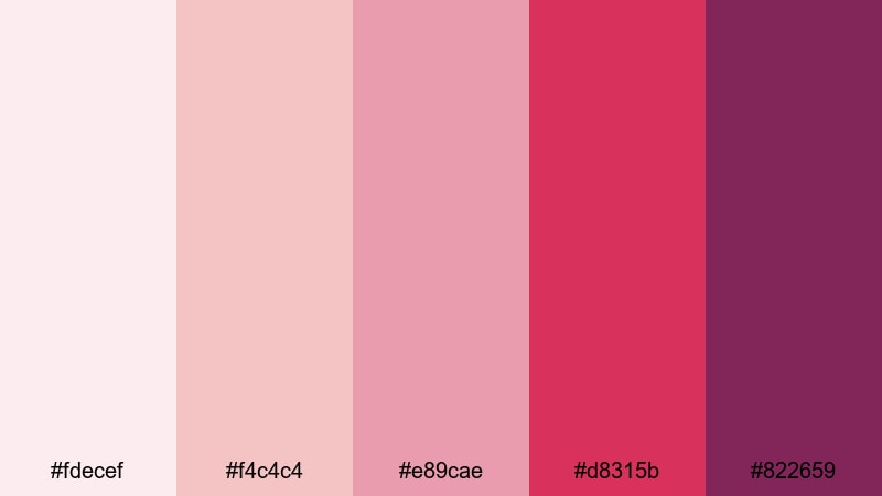 soft garnet glow red color palette with hex codes