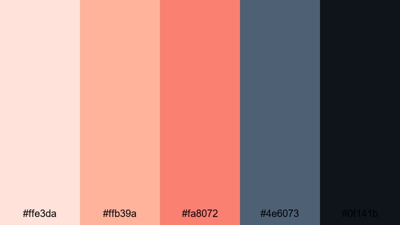 soft gradient screen salmon color palette with hex codes
