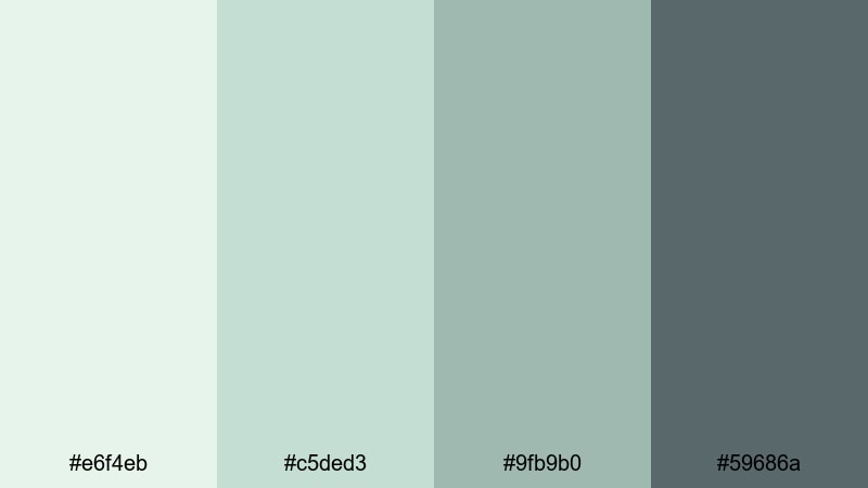 soft grid interface pale green color palette with hex codes