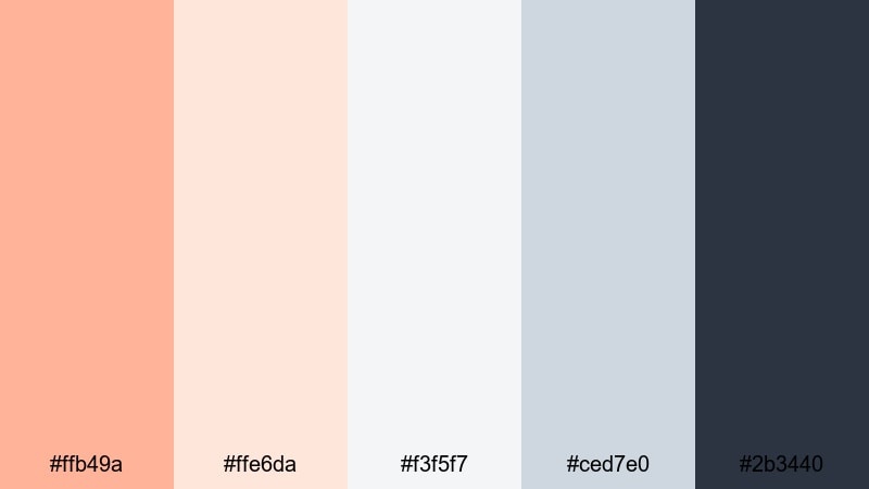soft grid interface salmon peach color palette with hex codes