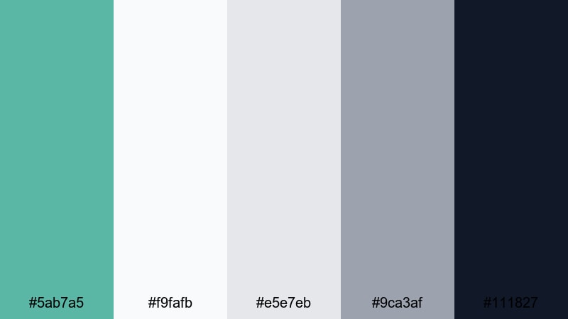 soft interface neutrals sea green color palette with hex codes