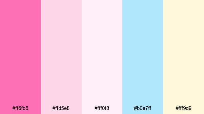 soft kawaii dreams hot pink color palette with hex codes