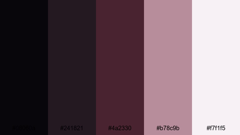 soft matte monochrome black burgundy color palette with hex codes