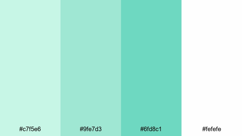 soft mint studio blue green color palette with hex codes