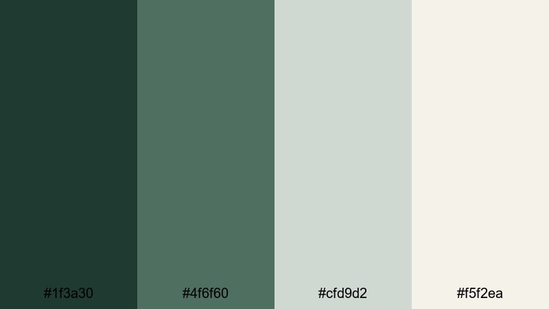 soft moss neutrals rainforest color palette with hex codes