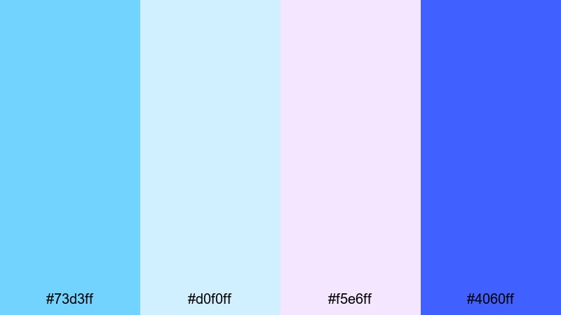 soft neon clouds electric blue color palette with hex codes