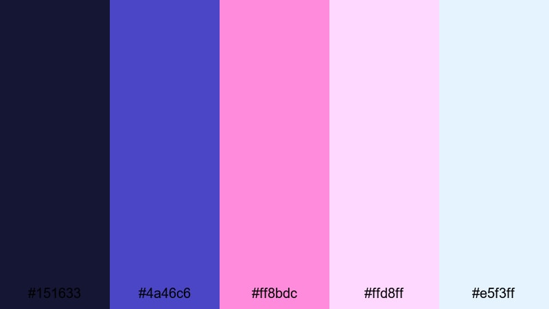 soft neon interface blue magenta color palette with hex codes