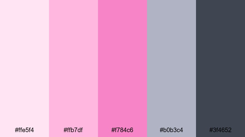 soft neon studio pink gray color palette with hex codes