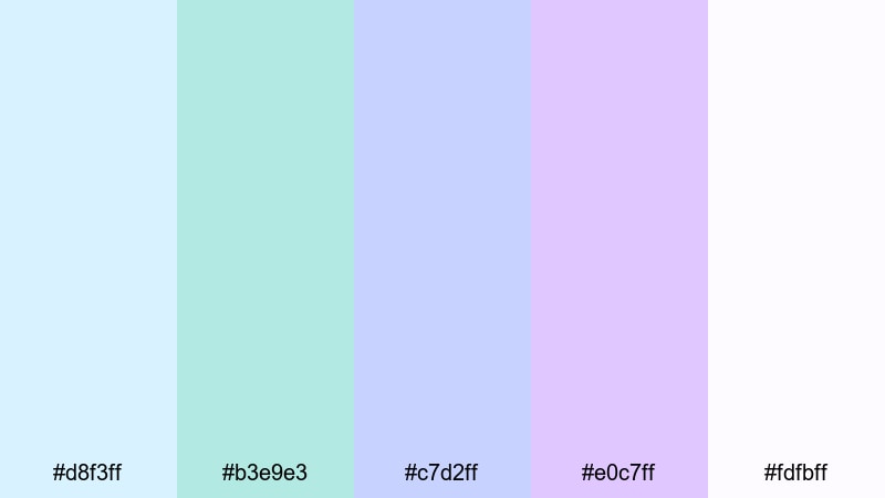 soft orchid drift blue green purple color palette with hex codes