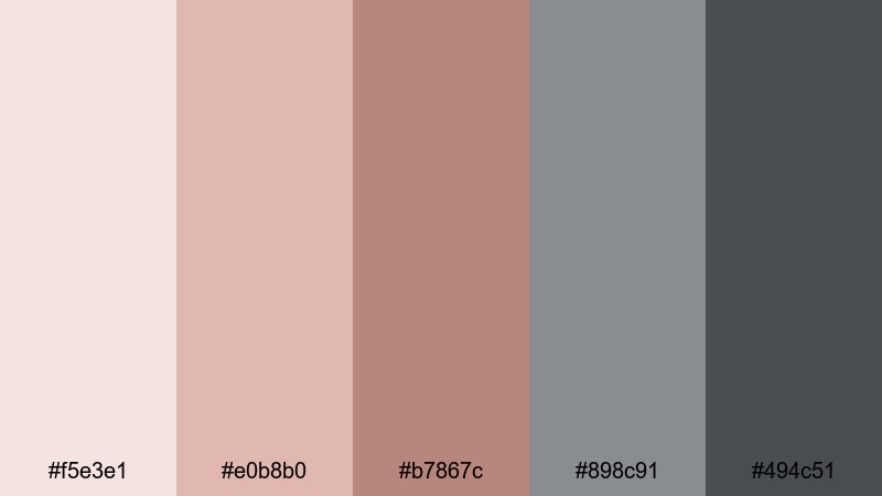 soft rubble accent gray red color palette with hex codes