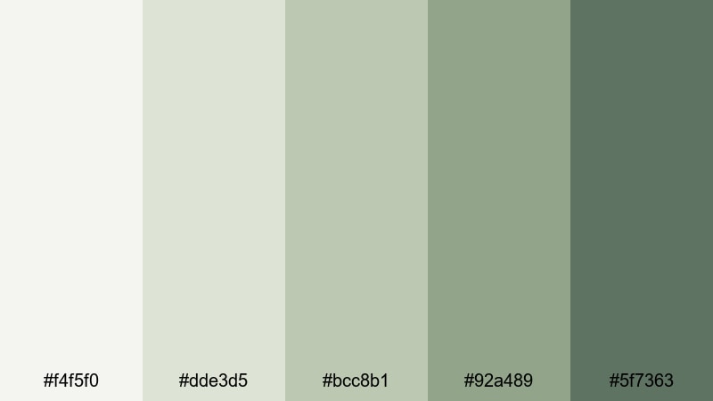 soft sage hygge scandinavian color palette with hex codes