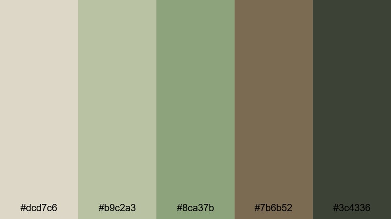 soft sage workspace brown green color palette with hex codes