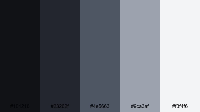 soft shadow interface black gray color palette with hex codes