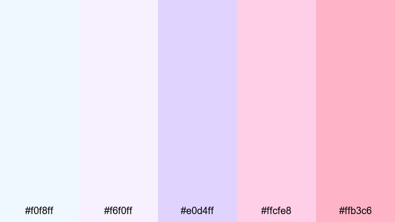 soft storybook frames alice blue color palette with hex codes