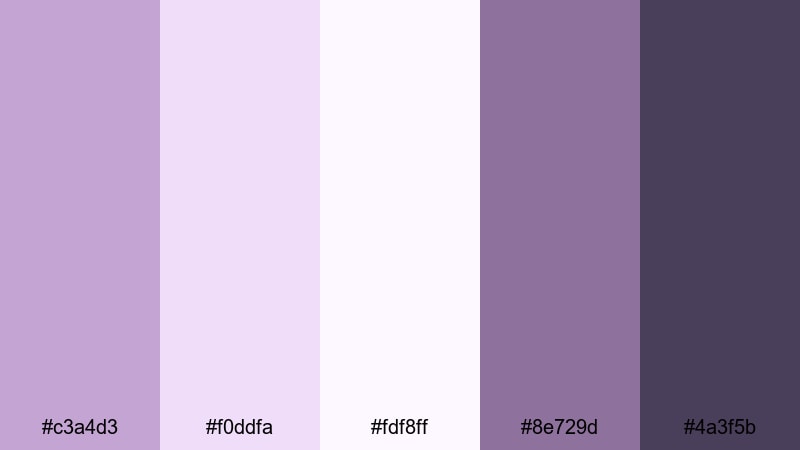 soft studio glow purple mauve color palette with hex codes