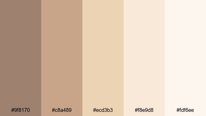 soft studio latte beaver color palette with hex codes