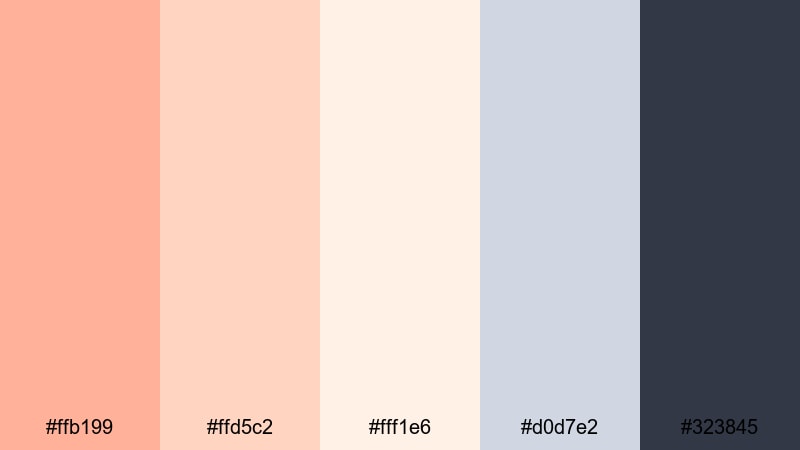 soft studio sundown sunset color palette with hex codes