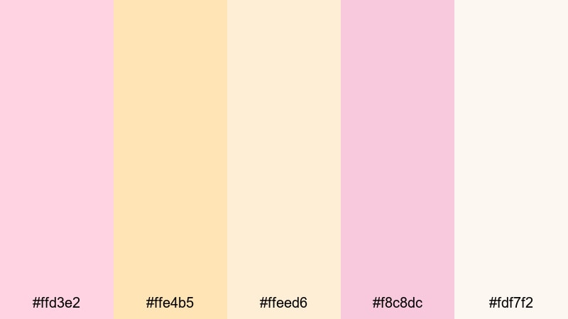 soft sunrise sorbet lavender pink color palette with hex codes