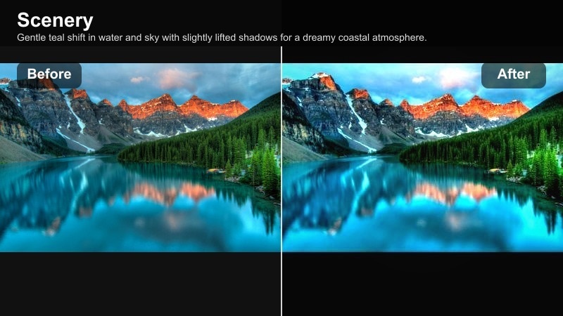 Beach shoreline with soft teal water and blue sky