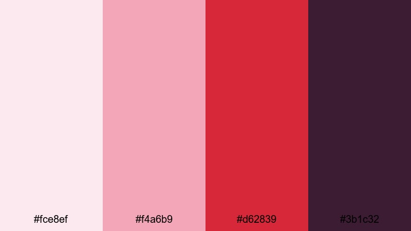 soft velvet whispers rose red color palette with hex codes