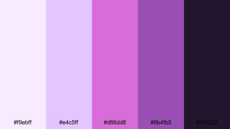 soft vlog intro fade purple magenta color palette with hex codes